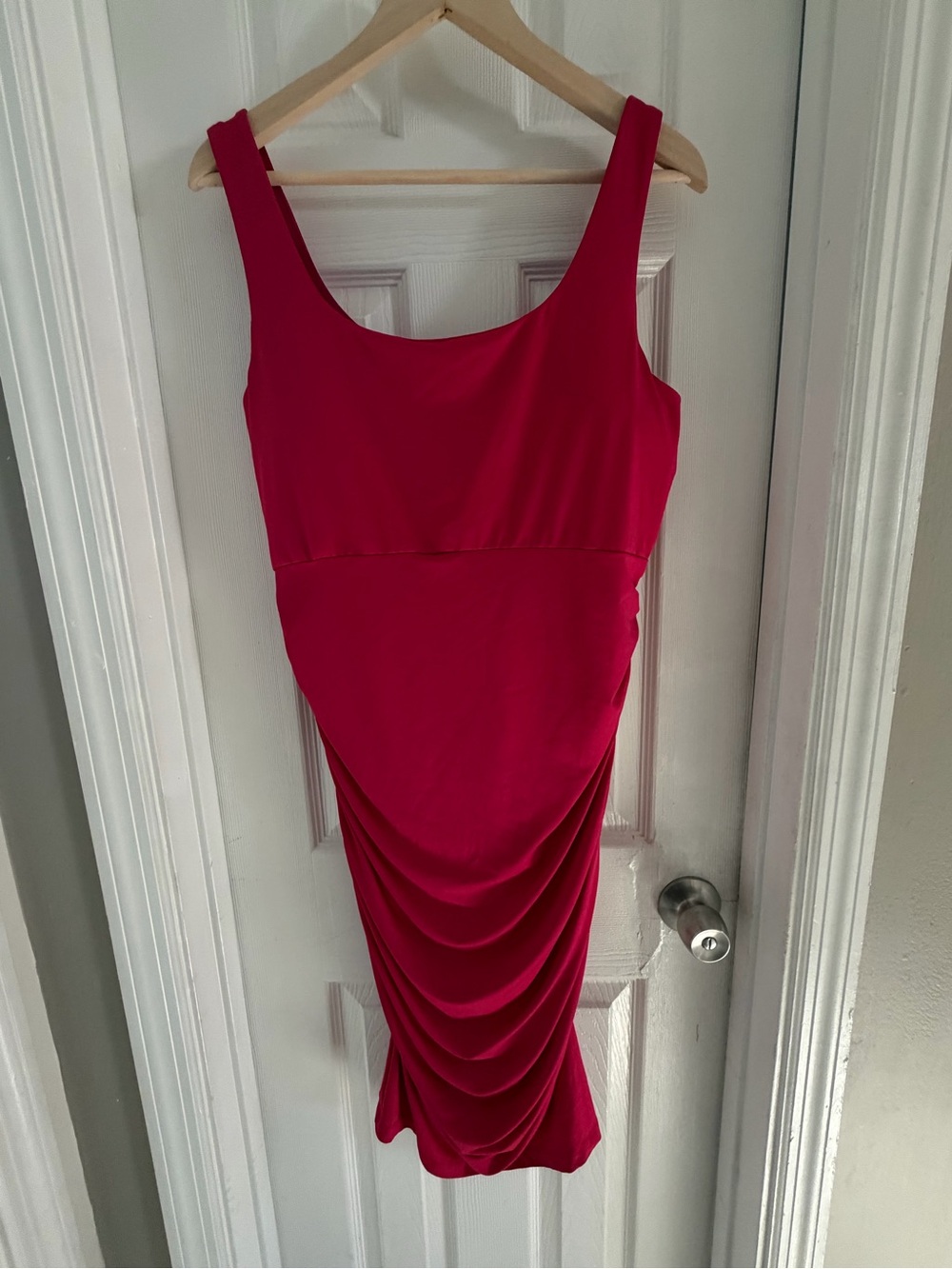 Sleeveless Ruched Bodycon Dress in Fuchsia
